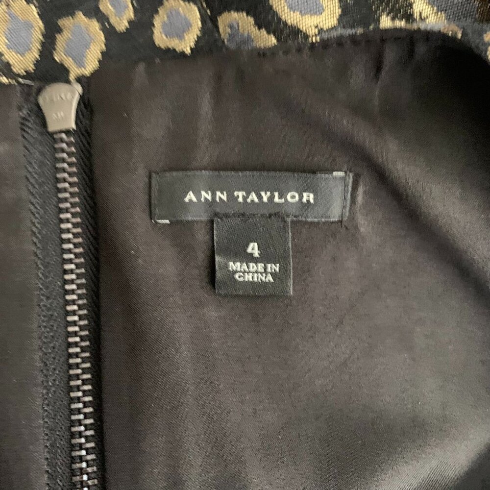 Ann Taylor Sleeveless Sheath Dress 4 Black Metallic Animal Print Zipper Lined - Picture 7 of 7